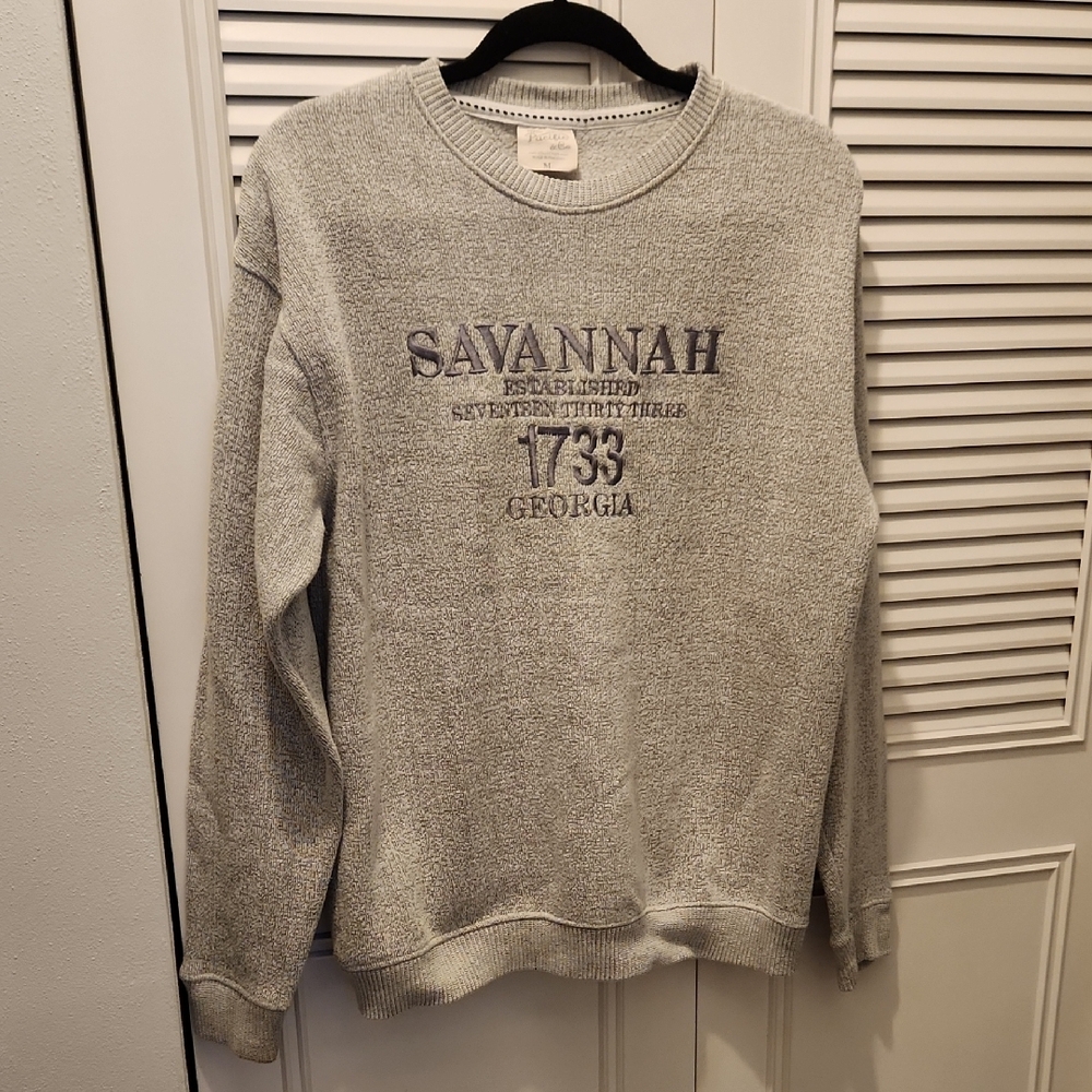 Gray Crewneck Sweater with Savannah Print